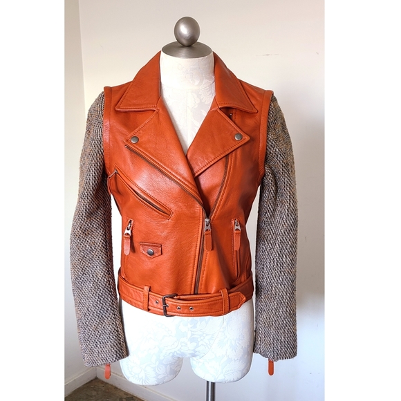 Opening Ceremony Jackets & Blazers - Opening Ceremony Burnt Orange Leather Coat Vest Jacket